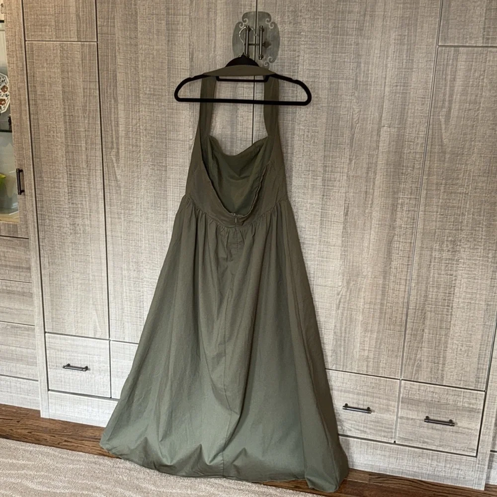 Commense Cotton & Linen Halter A Line Long Dress‎